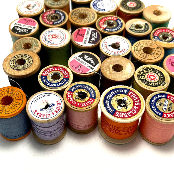 Vintage Thread on Wooden Spools Lot of 30 - Picture 4 of 12